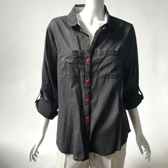 Black Polka Dot Petite Shirt - Size XL